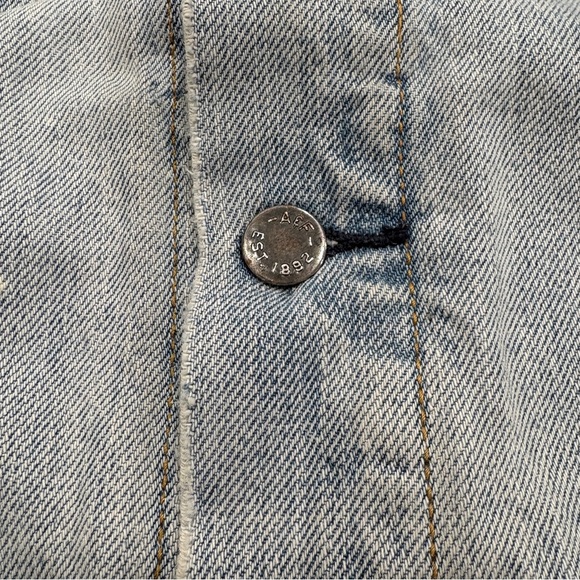 Y2K! 🌟AMBERCROMBIE🌟 RARE EXTRA HEAVY OUNCE DENIM JEAN JACKET LIGHT WASH L - Picture 10 of 13